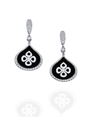 עגילי ויולטו אמייל שחור יהלומים