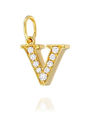 Letter V Diamond Pendant