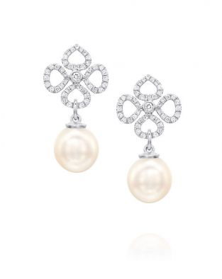 עגילי ויולטו פנינה ויהלומים