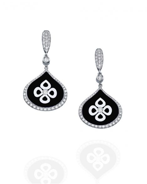 עגילי ויולטו אמייל שחור יהלומים