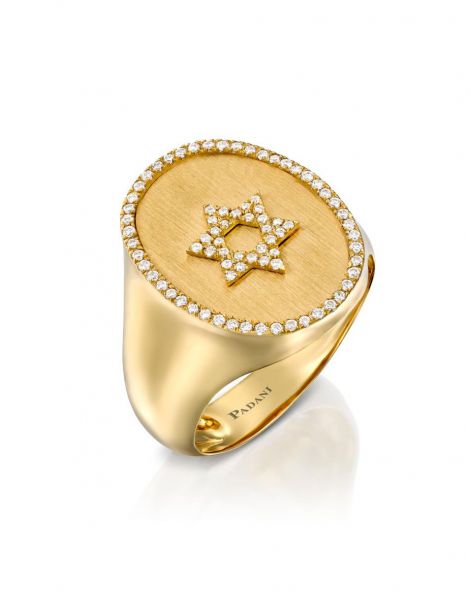 Signet Star Of David Diamonds Ring