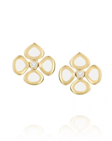 Violetto White Enamel Earrings