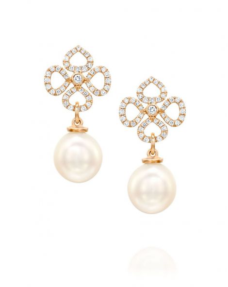 עגילי ויולטו פנינה ויהלומים