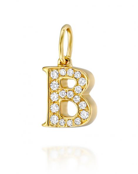 תליון מיני אות B יהלומים