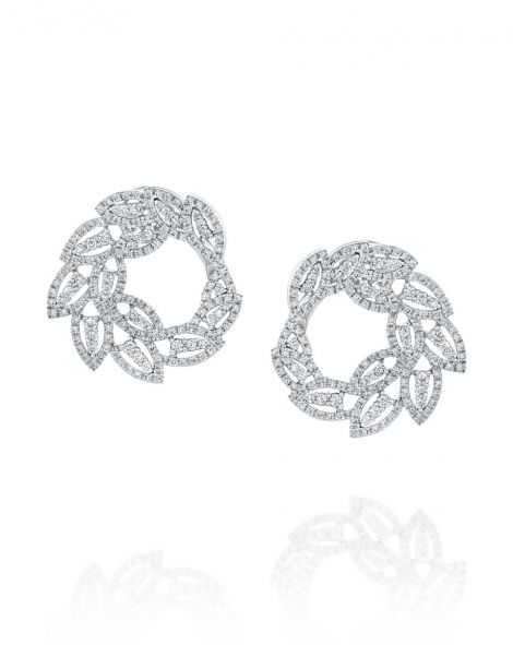 עגילי עלים יהלומים