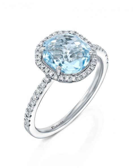  טבעת בלו טופז Diamond Streams